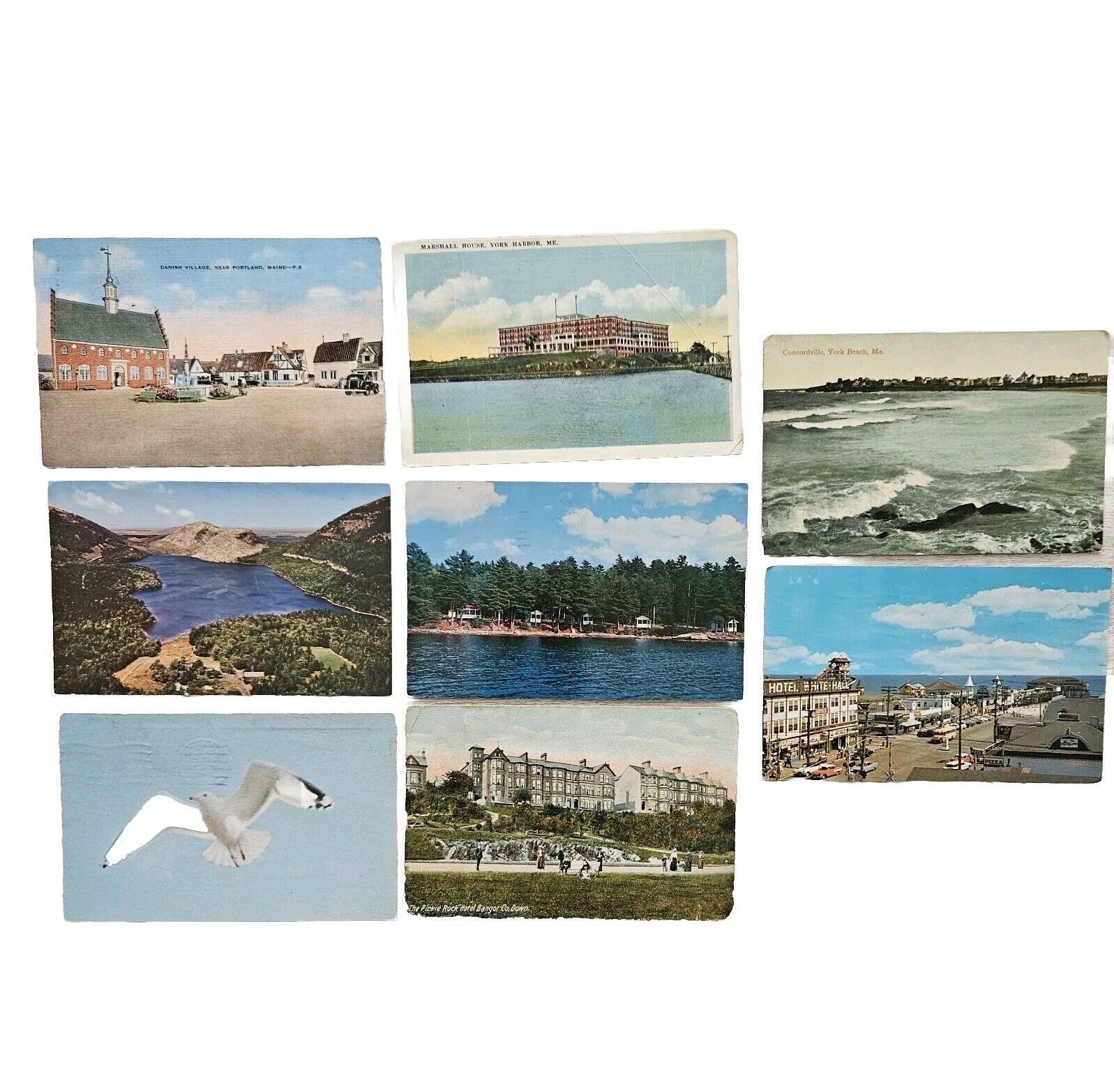 Vintage Postcard Lot Of 8 Maine Portland York Old Orchard Beach Acadia