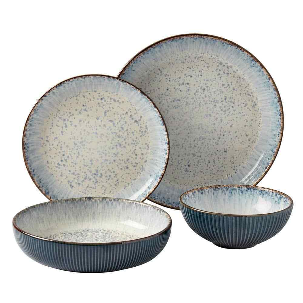 16-Piece Blue Jura Smoke Stoneware Dinnerware Set