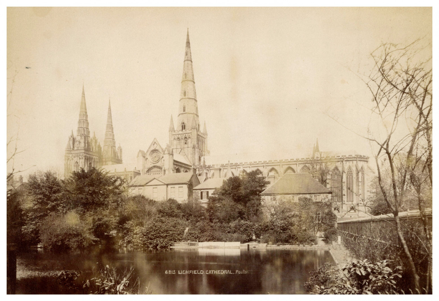 Samuel Poulton, England, Lichfield Cathedral Vintage Albumen Print Albu Print