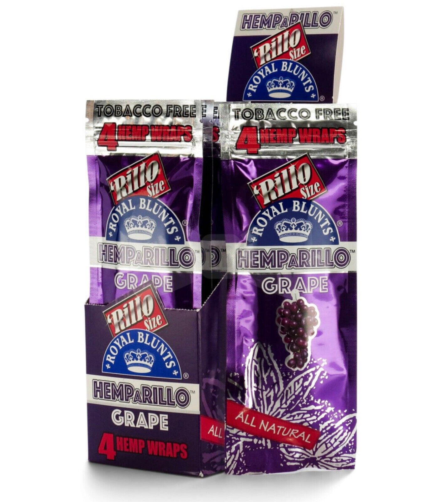 Royal Rillo Herbal Papers Purple Grape 5/4ct Packs=20pc