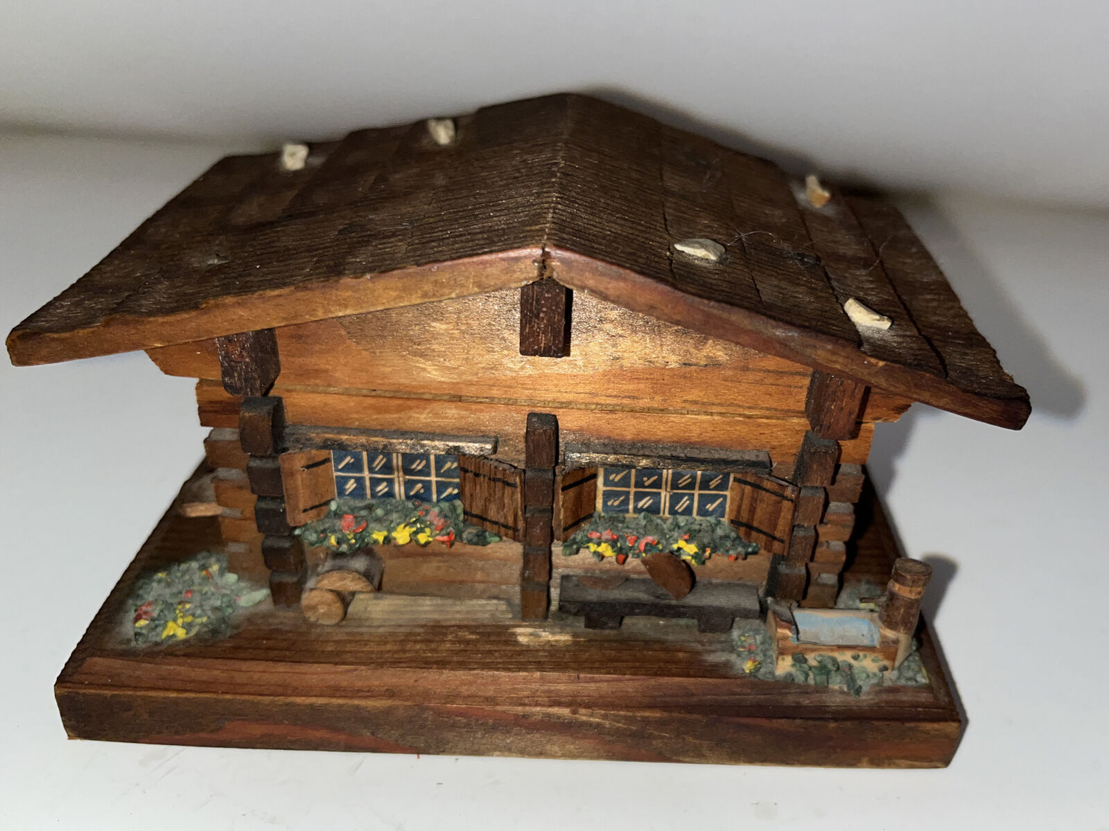 Vintage Swiss Chalet Cottage Decorative Music Jewelry Box