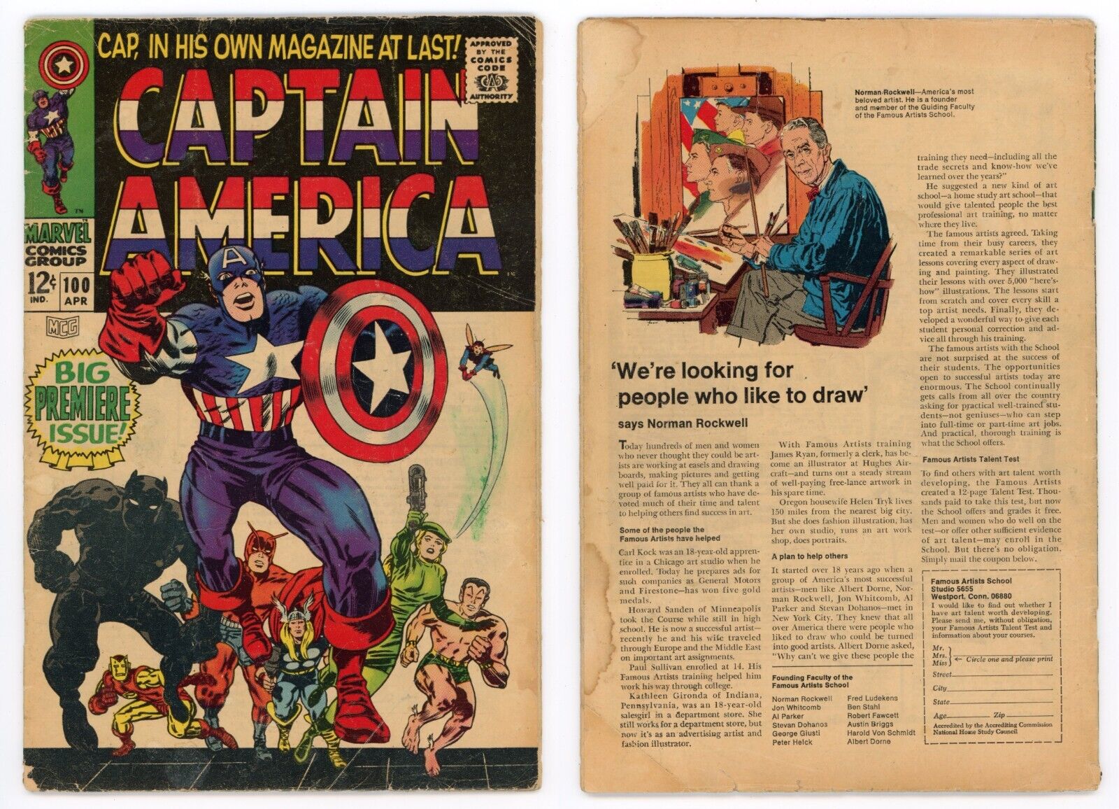 Captain America #100 (GD/VG 3.0) 1st Silver Age Cap 1st Print Kirby 1968 Marvel