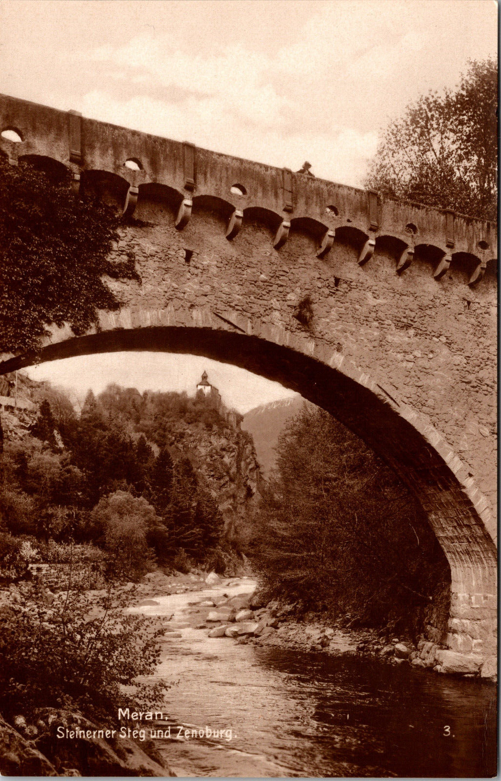 Stone Bridge South Tyrol Alto Aldige Italy Trinks-Bildkarte Postcard RPPC