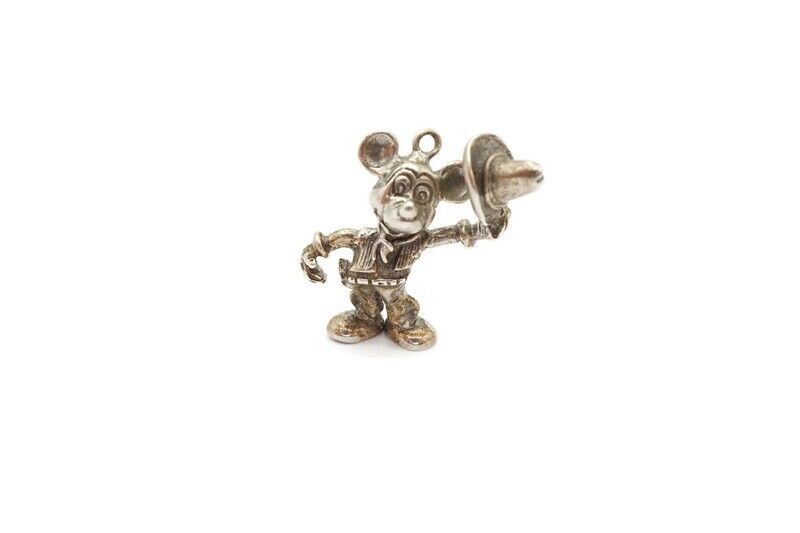 Vintage Disney Sterling Silver 925 Cowboy Mickey Mouse Charm