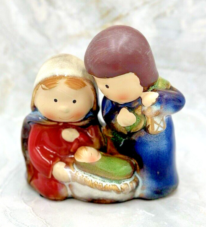 VTG Porcelain Christmas Nativity Set Holy Figures Joseph Mary Jesus Mini 3.5”