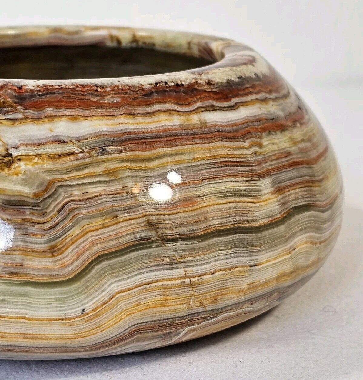 Vintage High Quality Banded Onyx 7.5 Inch Bowl Natural Stone Crystal 