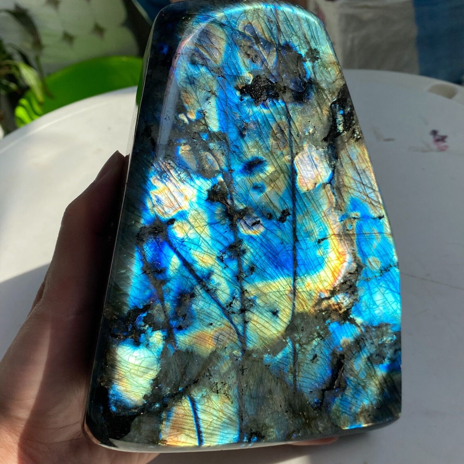 6.81LB Natural Large Labradorite Quartz Crystal Mineral Spectrolite Healing X01