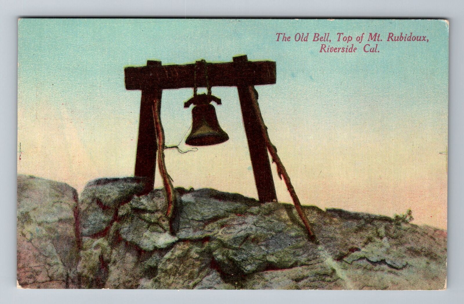 Riverside CA-California, The Old Bell, Top Of Mt Rubidoux, Vintage Postcard