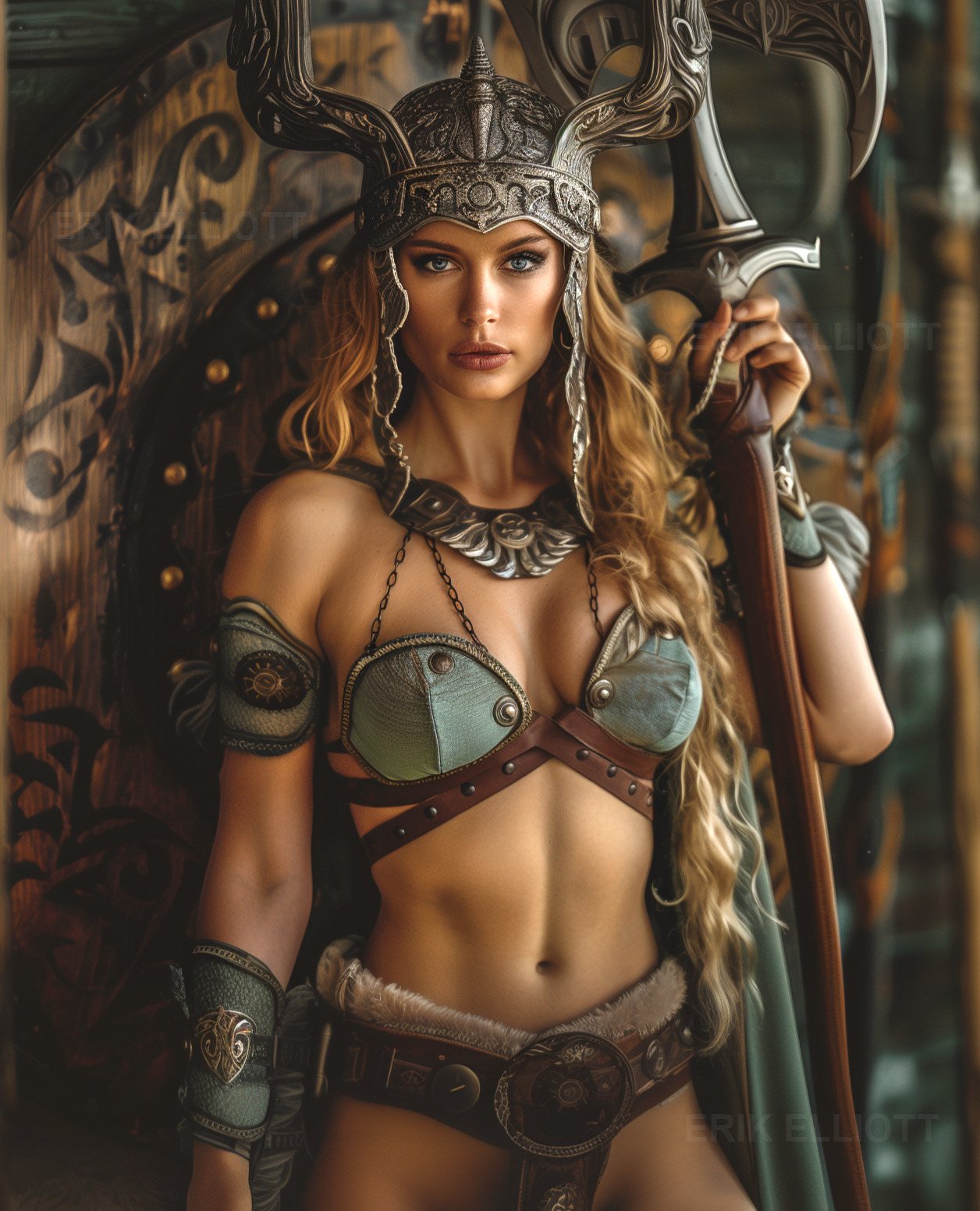 8X10 Art Photo Beautiful Woman Viking Warrior Artistic Picture by Erik Elliott