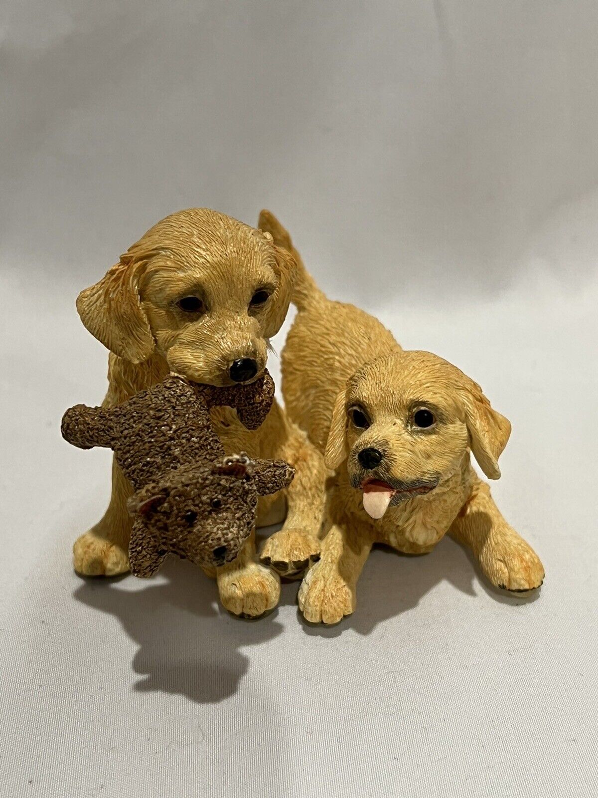 Lenox Playtime Pals Yellow Labs Playing With A Teddy 2003 Retired