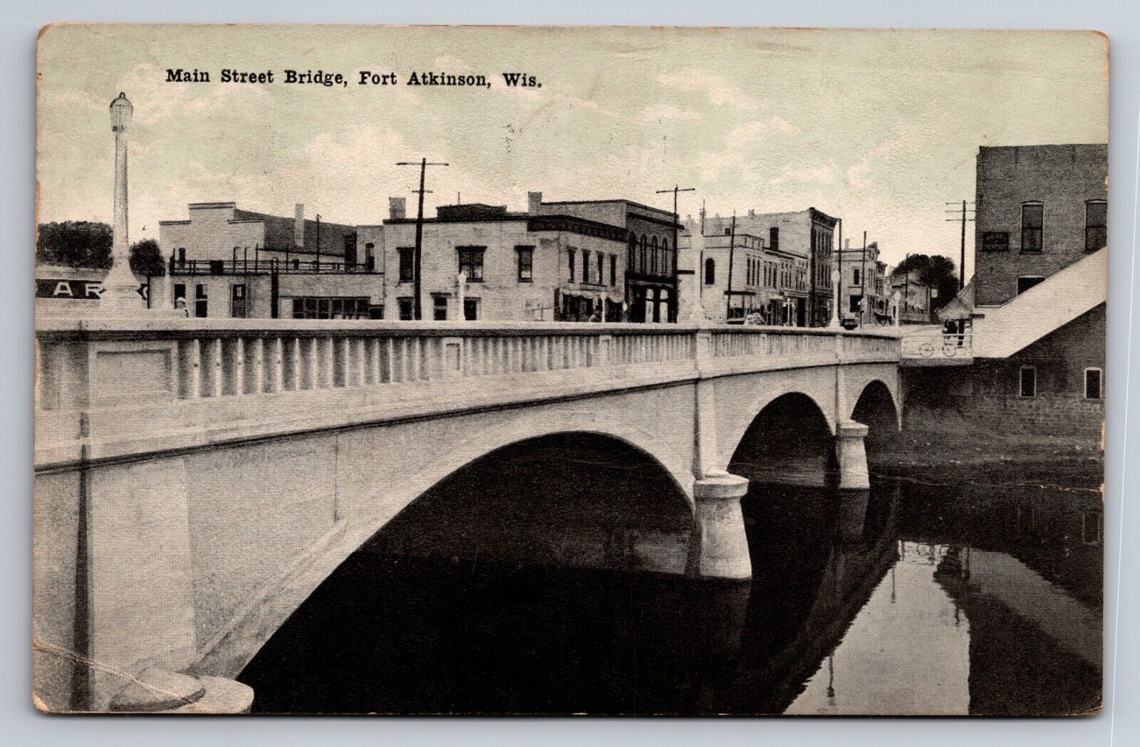 Main Street Bridge Fort Atkinson Wisconsin Vintage Posted 1910 Postcard