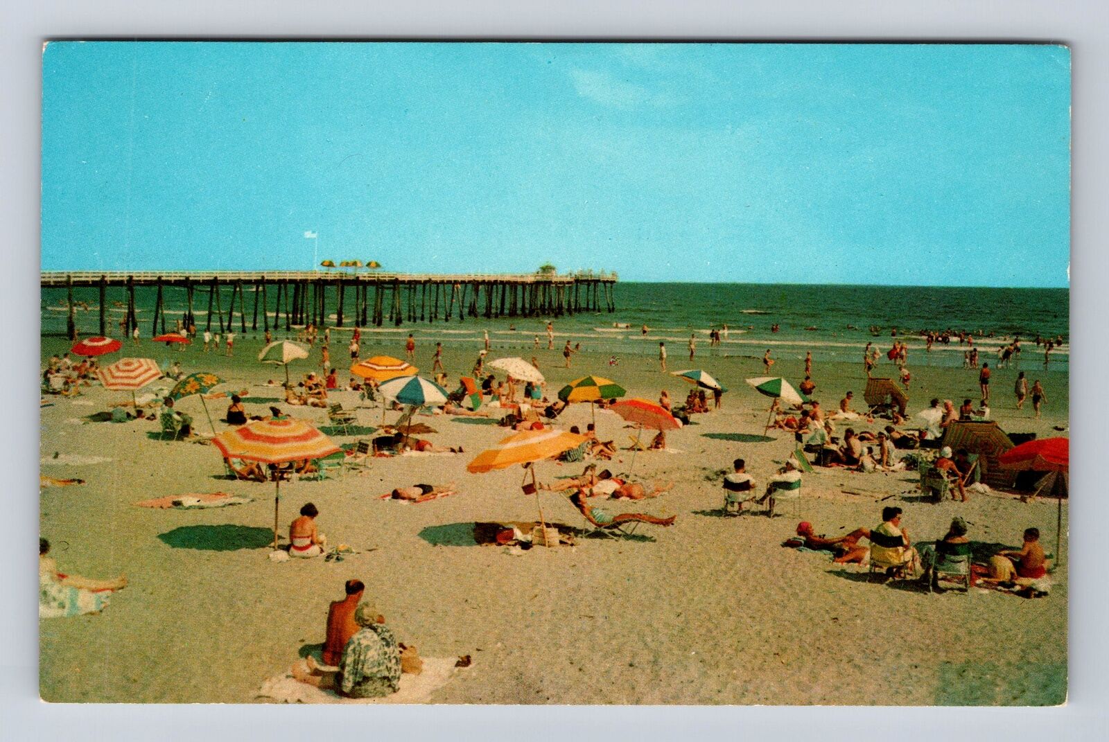 Ocean City NJ-New Jersey, Beach And Fishing Pier, Antique, Vintage Postcard