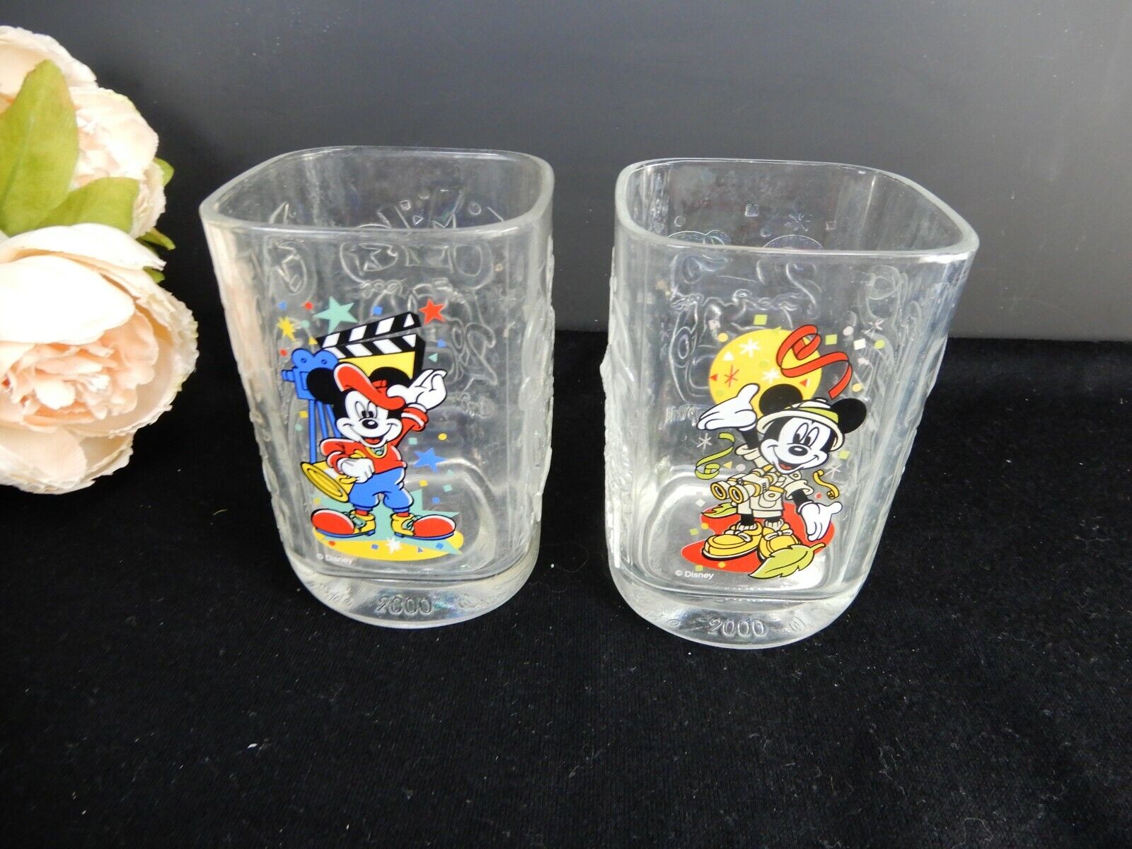 Pair Of McDonald\'s Disney Mickey Mouse Drinking Glasses 2000