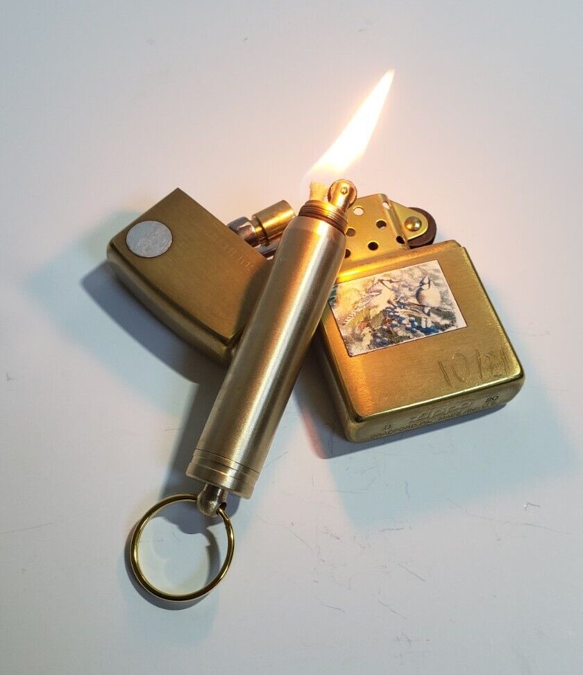 BULLET STYLE LIGHTER Lighter Fluid O Ring Saves Fuel Vintage Trench Retro Chain