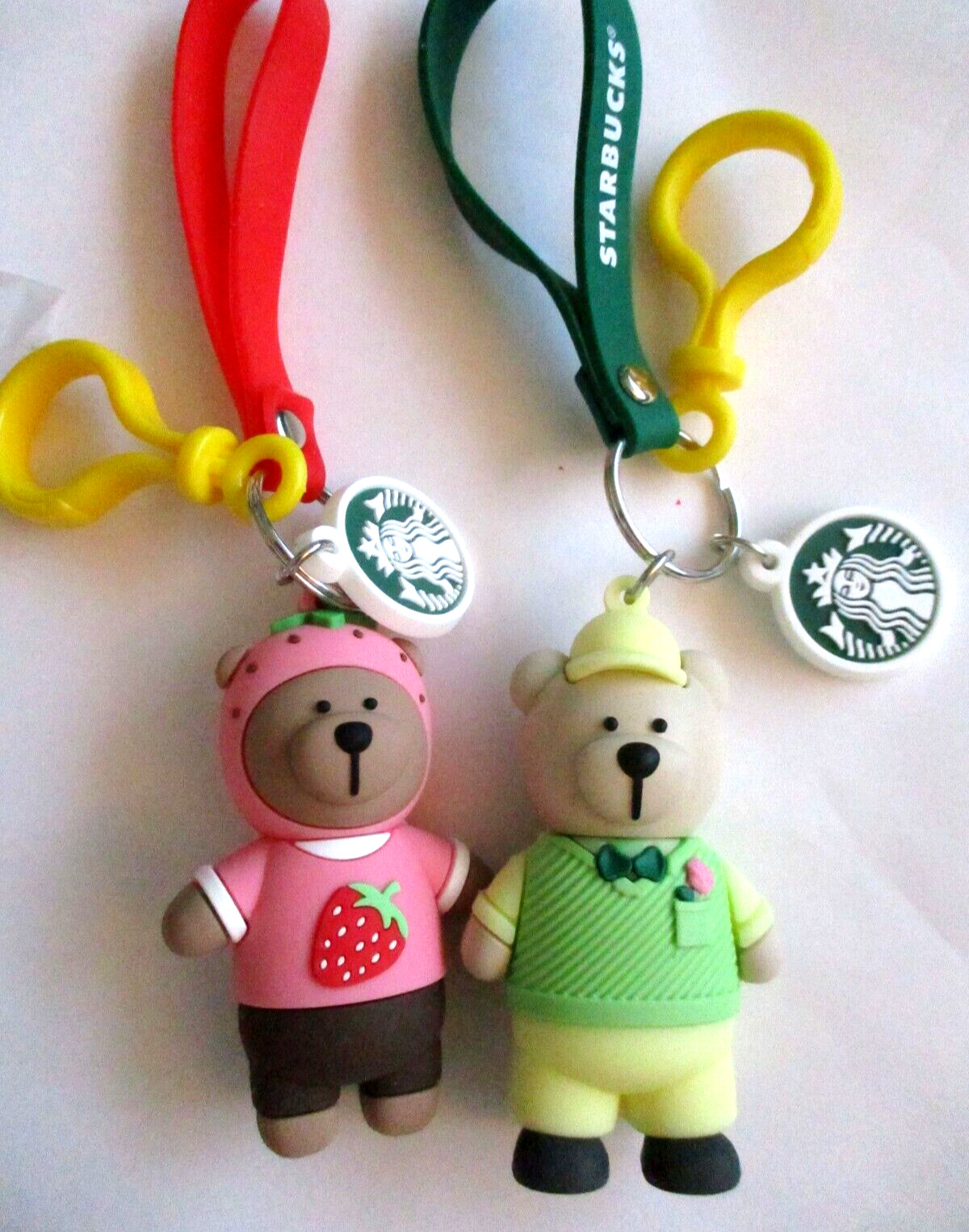 LOT OF 2 Starbucks Barista Bear Keychains NEW