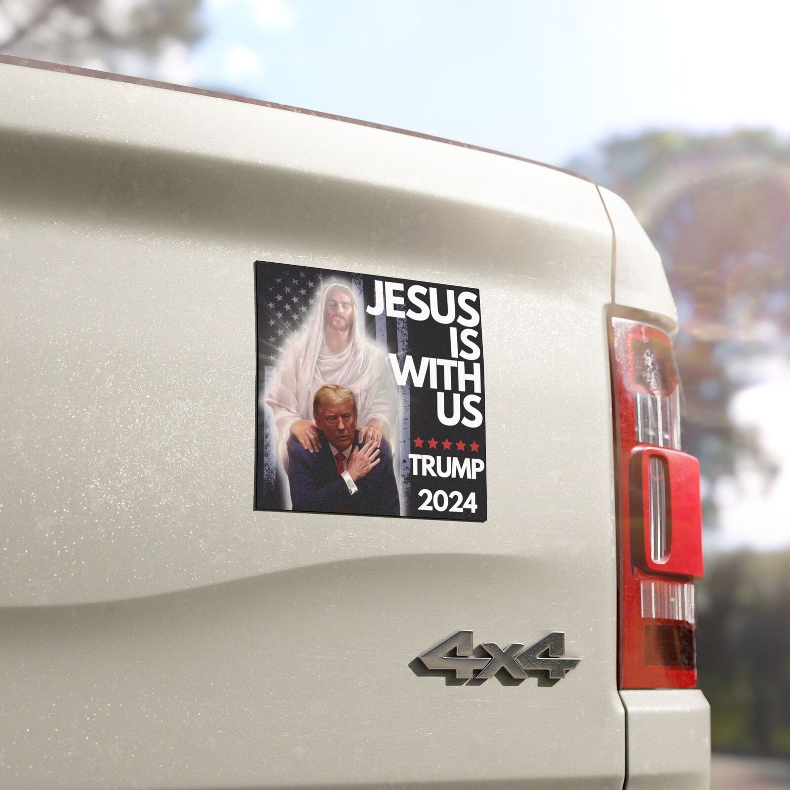 Jesus is with us Car Magnet Donald Trump Sticker Magnets America 5\'\' × 5\'\'