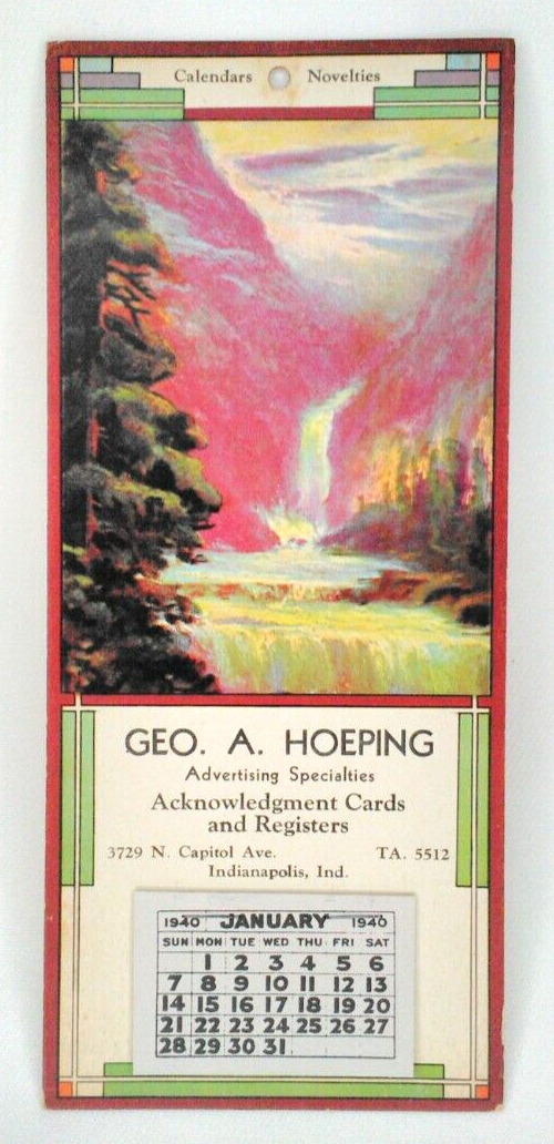 Advertisement Calendar George Hoeping Indianapolis Indiana 1940 Complete