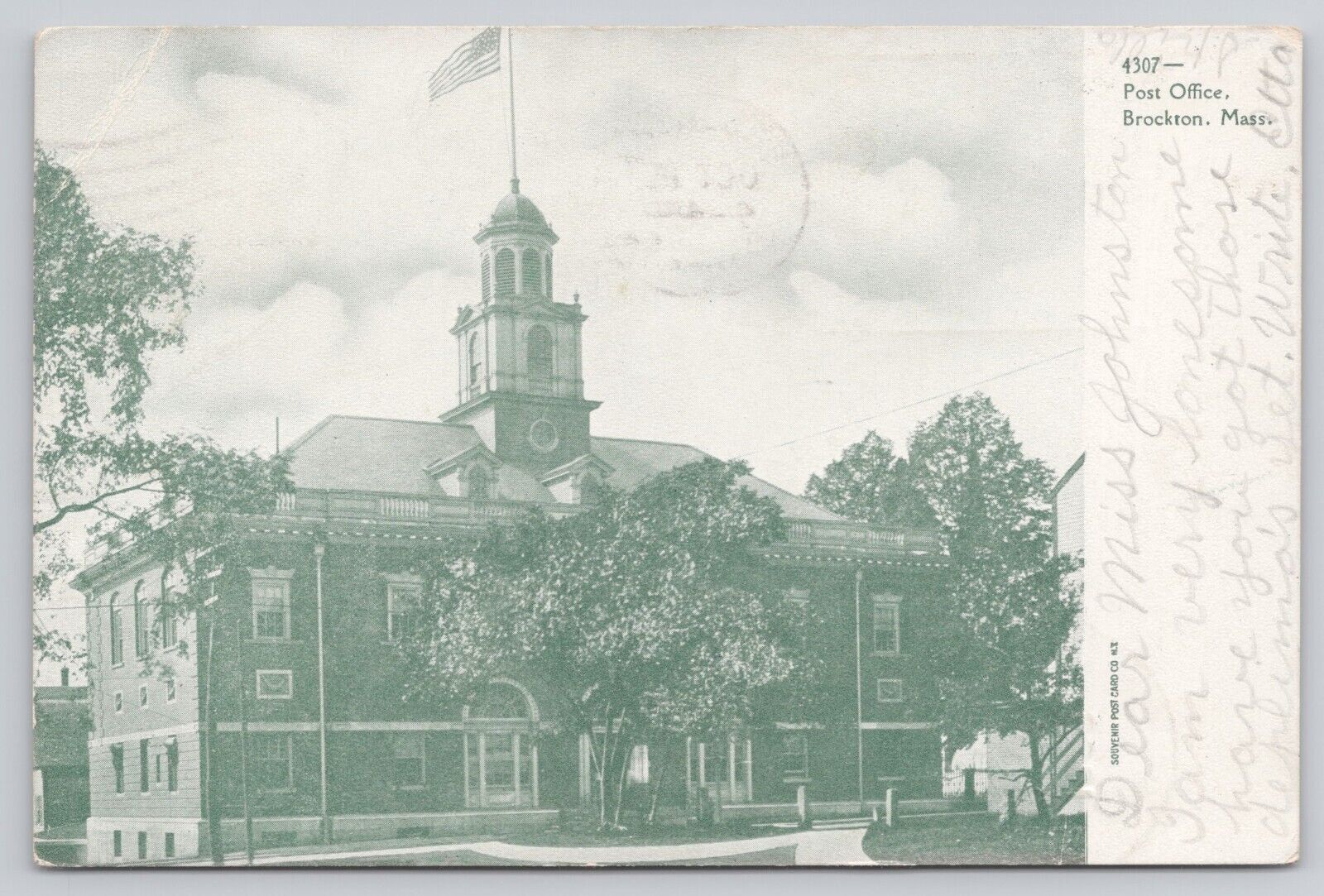 Post Office Brockton Massachusetts MA Posted 1906 Antique Postcard
