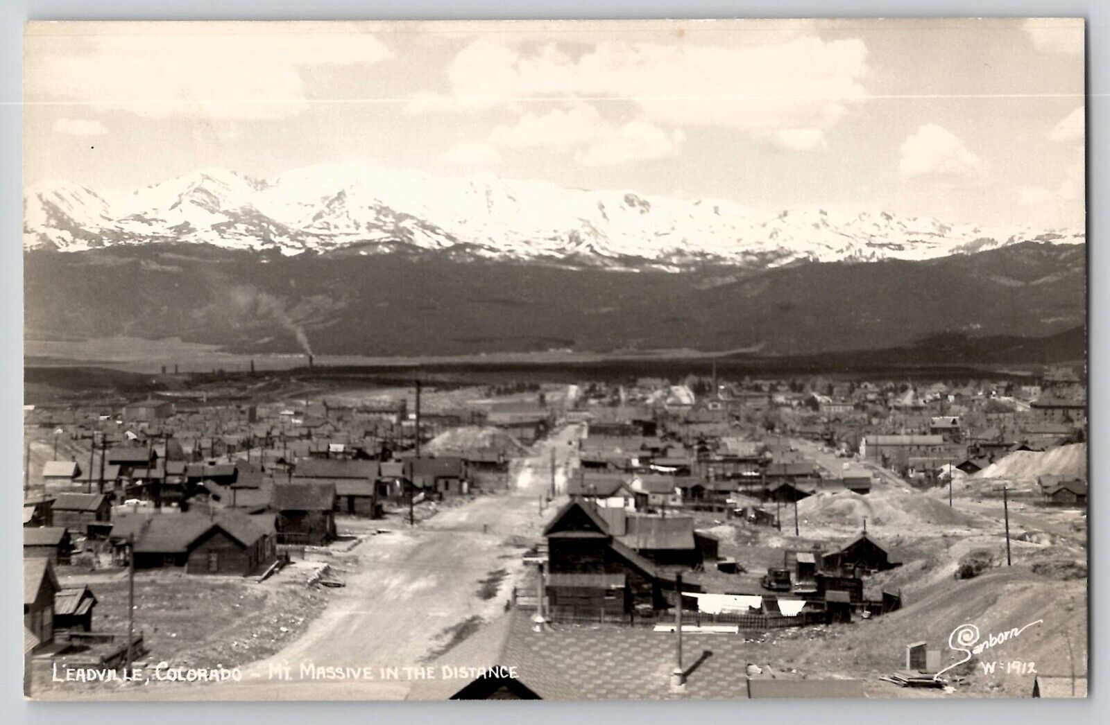 Aerial Birdseye View Mt. Massive Leadville CO RPPC Sanborn Photo Postcard W-1912