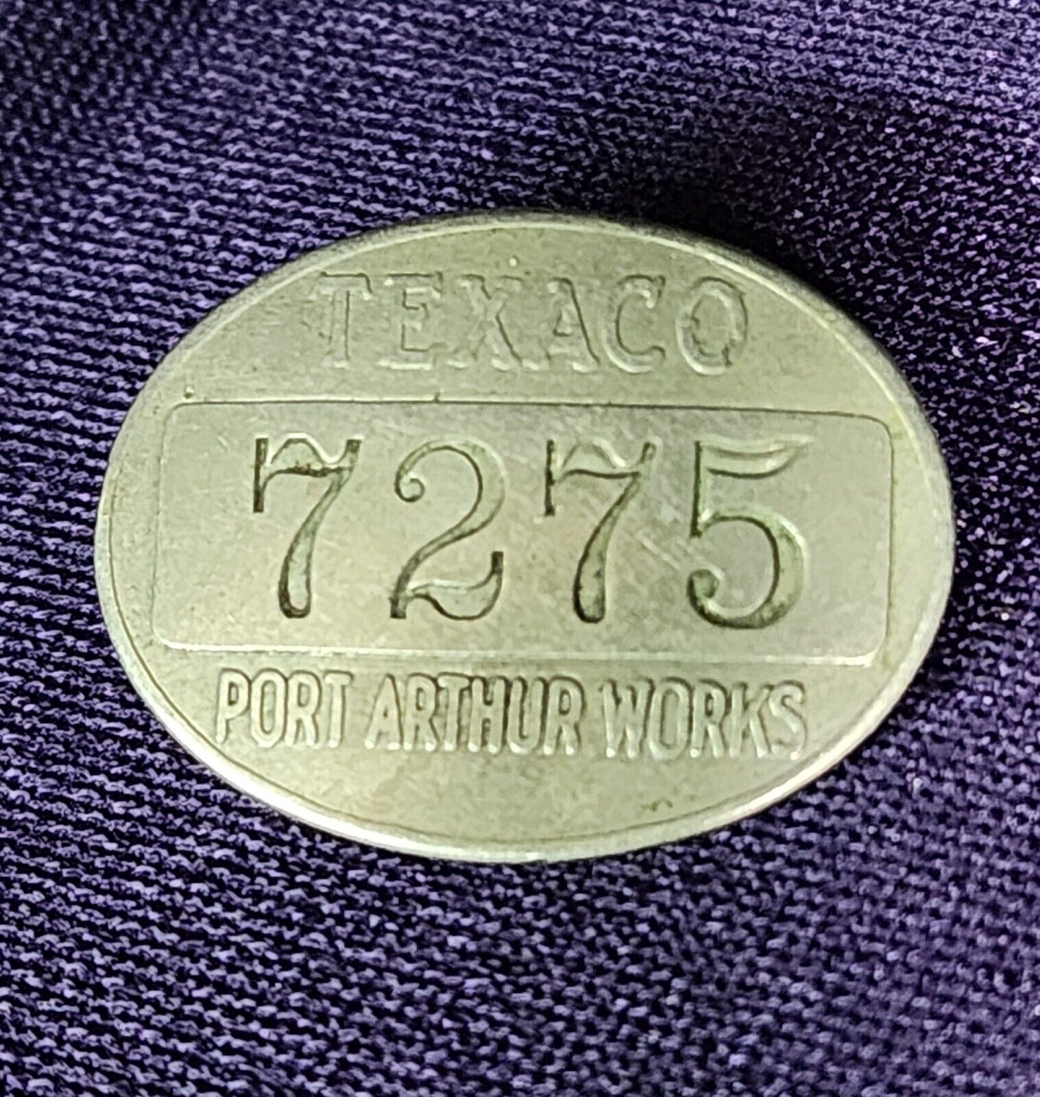 Texaco Port Arthur Works Early Employee Badge #7275 1 1/4\