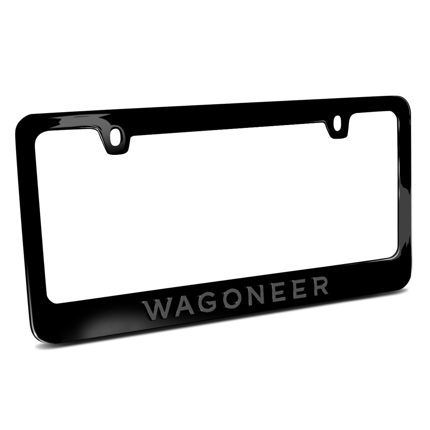 Jeep Wagoneer 3D Gray on Black Metal License Plate Frame