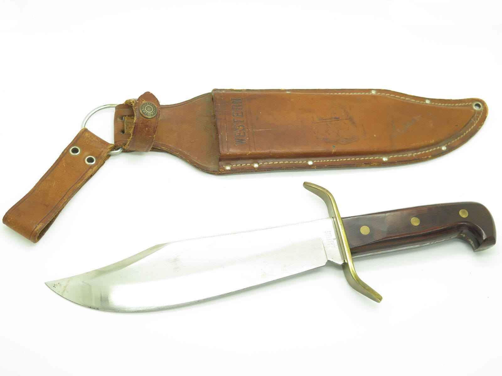 Vintage 1981 Western USA W49 Fixed Blade Survival Bowie Knife & Sheath