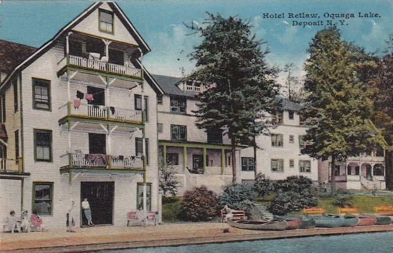  Postcard Hotel Retlaw Oquaga Lake Deposit NY 