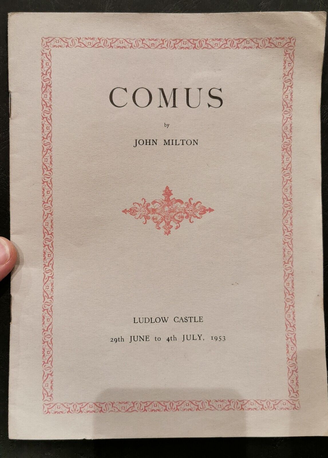 Ludlow Presents Comus at Ludlow Castle Program 1953