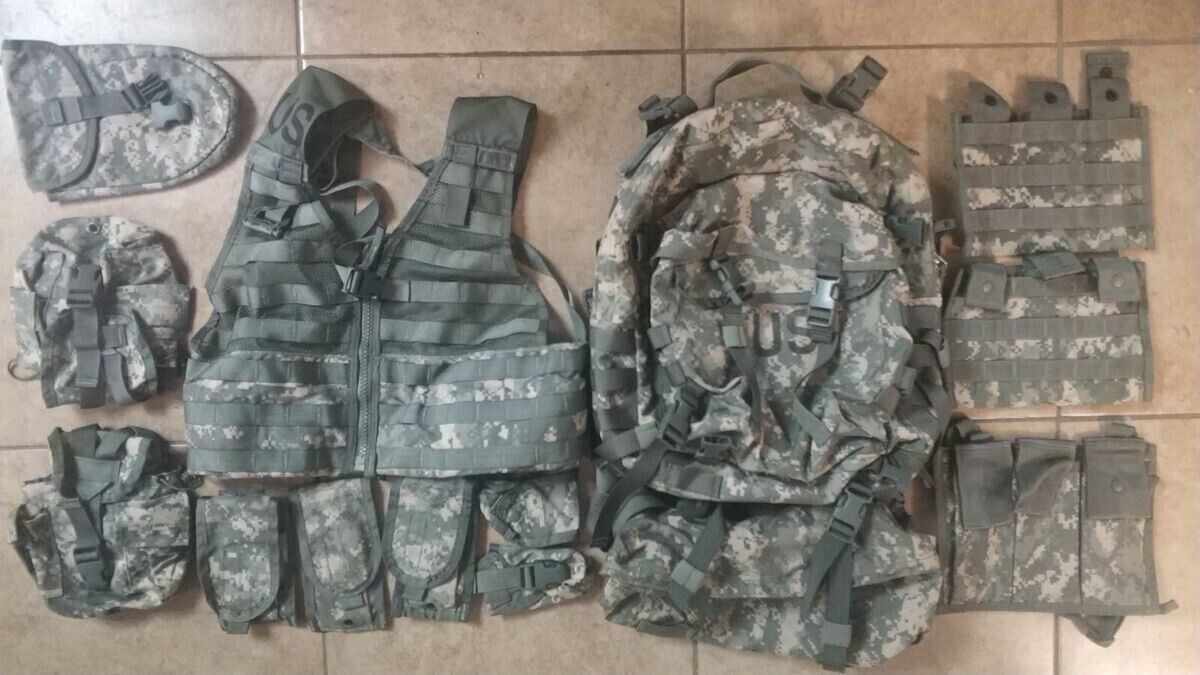 14 PC US Army Rifleman Set System ACU UCP Molle Assault Pack Pouches Vest FLC