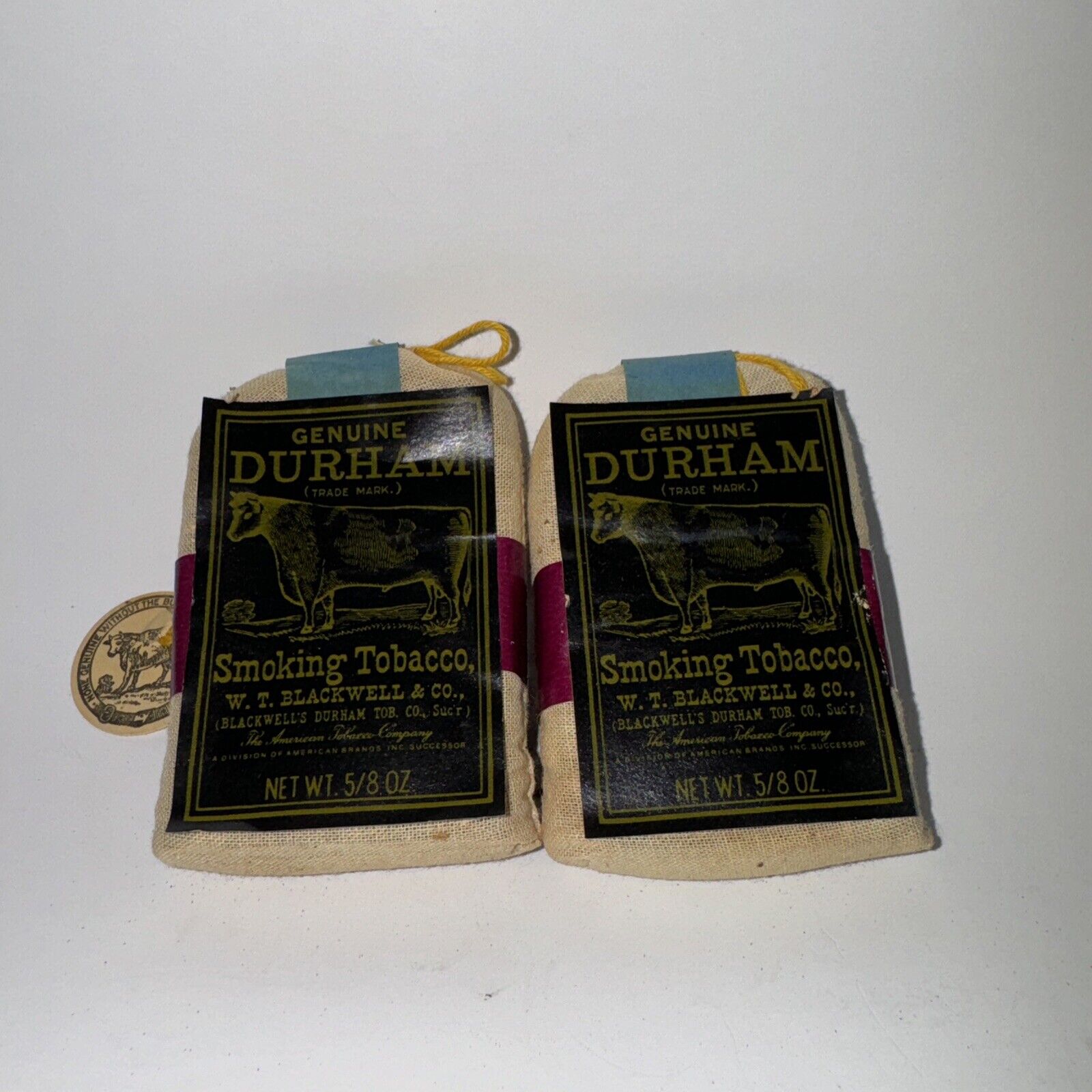 Vintage Genuine Bull Durham Tobacco Pouch w/ Original Rolling Papers Lot Of 2
