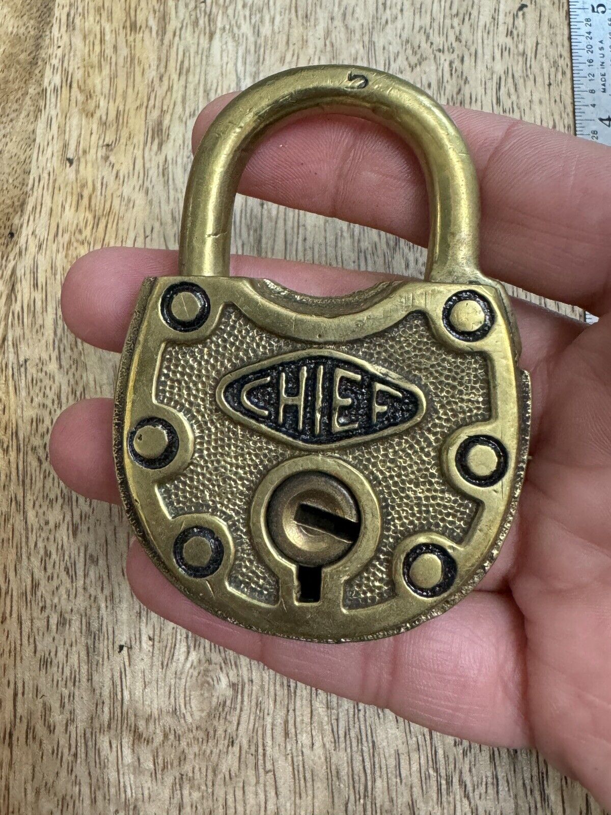 Vintage Old Chief Brass Padlock No Key Lock