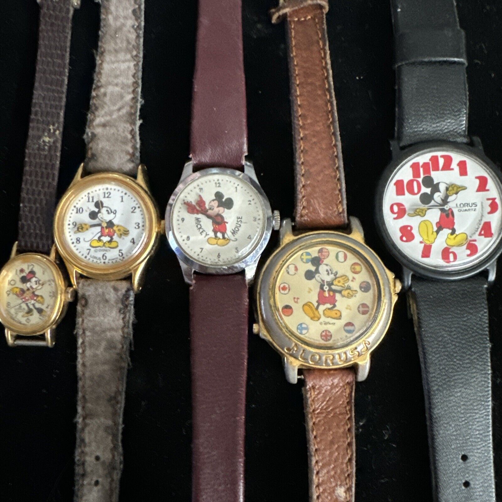 Lot Of 5 Mickey Mouse Lorus Vintage Walt Disney Watches