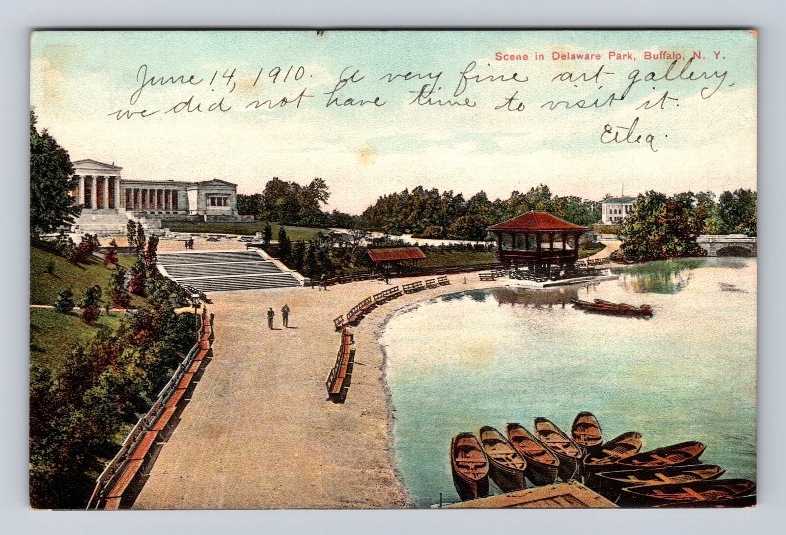 Buffalo NY- New York, Aerial Scene In Delaware Park, Antique, Vintage Postcard