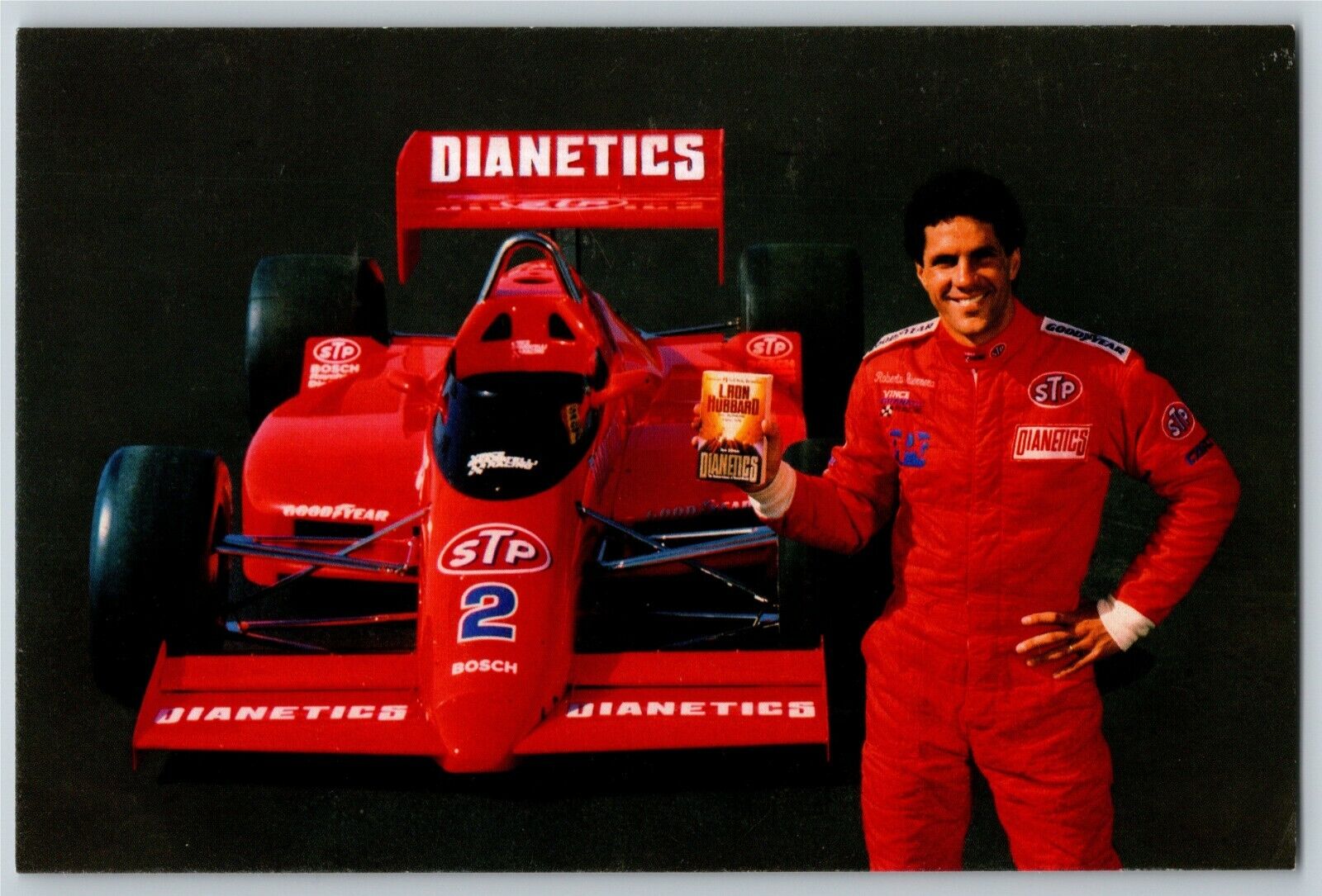 Vintage Indy 500 Postcard c1988 Roberto Guerrero STP/Dianetics 4