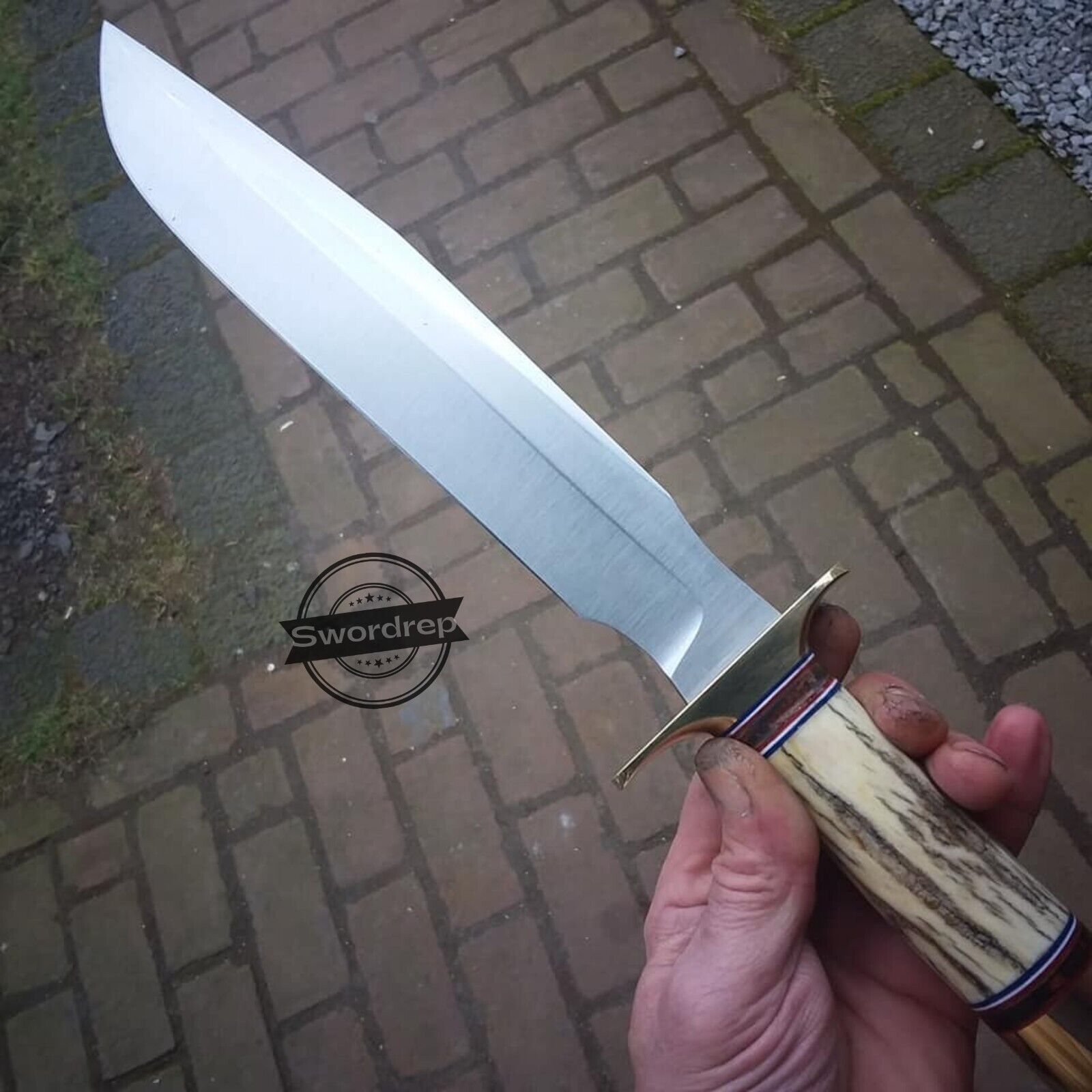 Classic Handforged Fighter Stag/Antler Bowie Knife Crown Handle