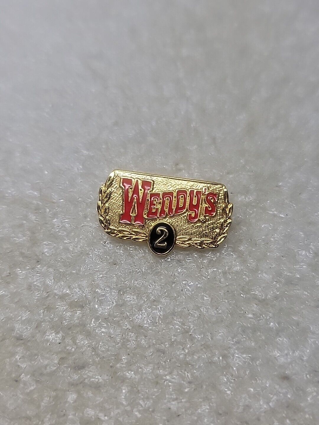 Wendy's 2 Year Anniversary Metal and Enamel Lapel Pin Gold Toned Clutch Back