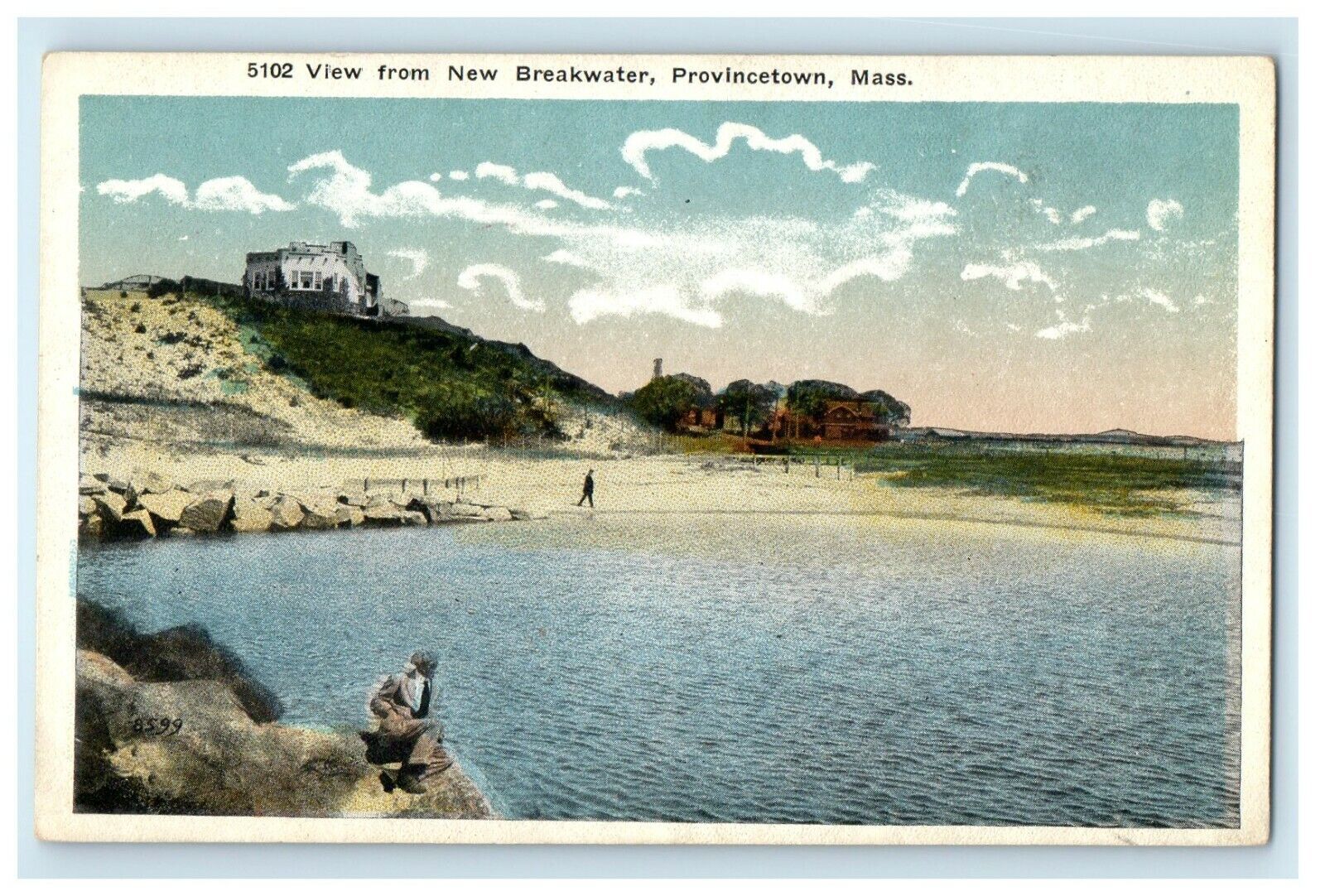 c1920's View From New Breakwater Provincetown Massachusetts MA Postcard