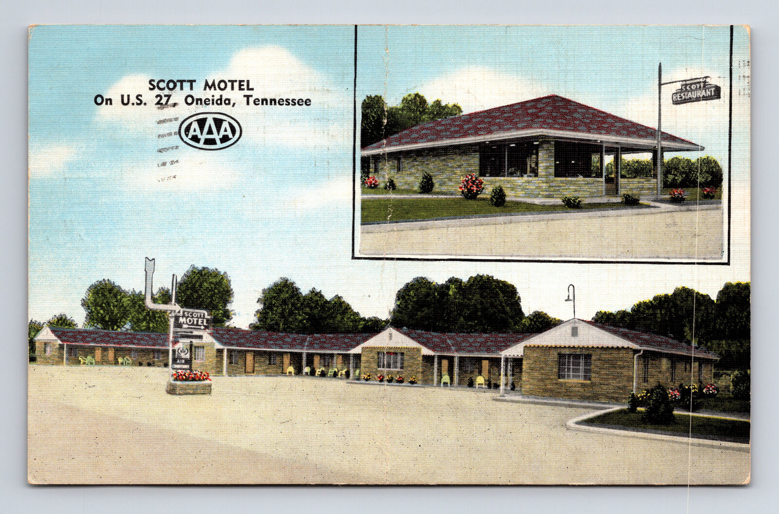 c1957 Scott Motel US 27 Oneida Tennessee TN Postcard