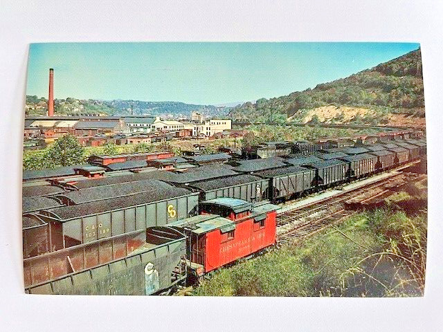 Vintage postcard C & O Railroad Yards Clifton Forge Virginia coal train