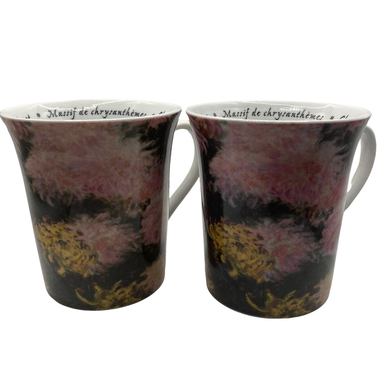 Claude Monet Mug Les Fleurs Chez Les Peintres 12 Ounce Lot of 2 Coffee Cup Tea