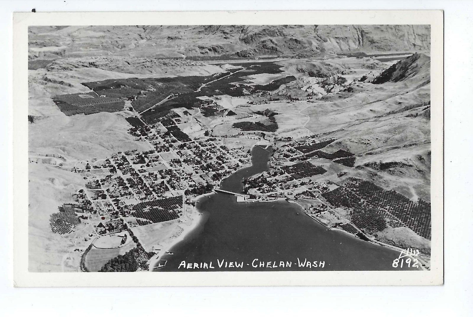 Aerial View Chelan Washington Postcard RRPC with Lake by Ellis 8192