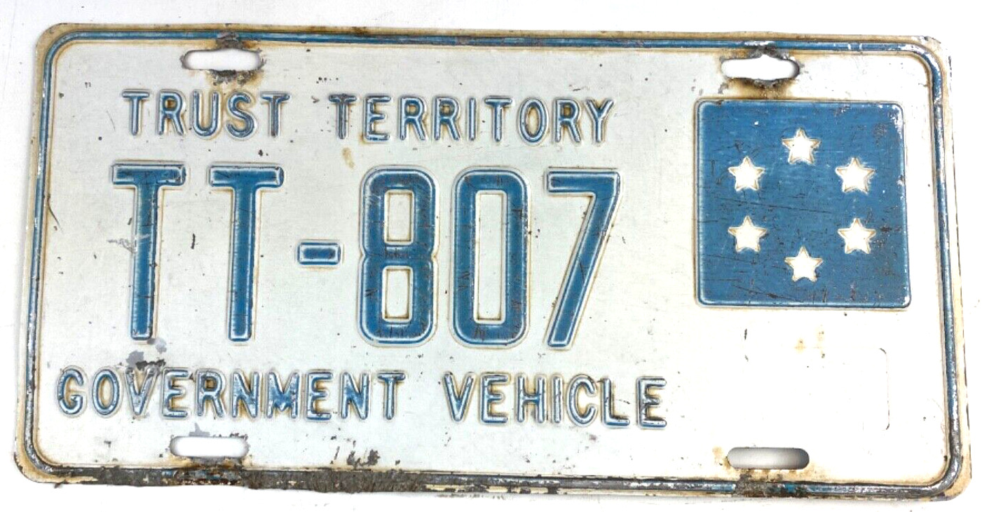 Vintage Trust Territory Government Vehicle Pacific Islands License Plate Decor