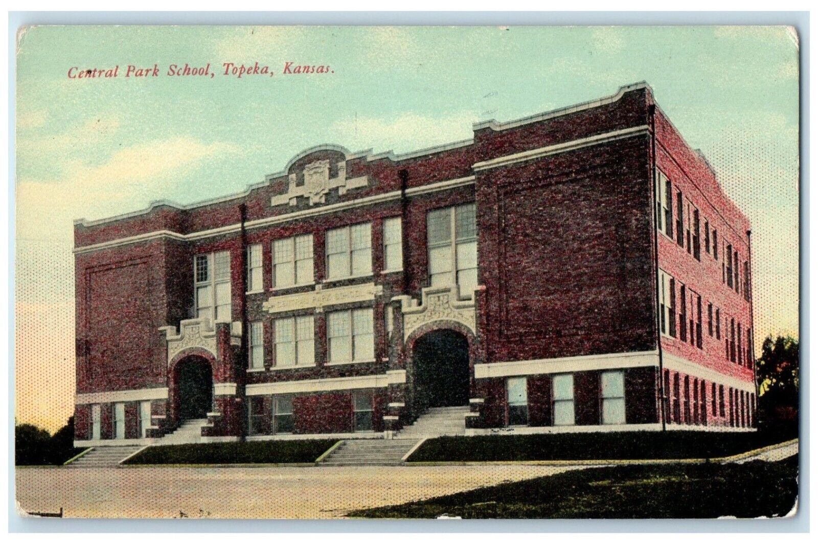 1911 Central Park School Building Topeka Kansas KS Posted Antique Postcard