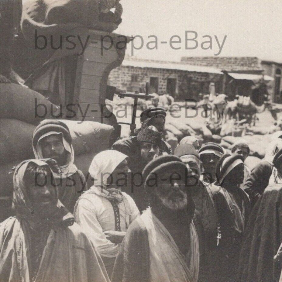 Vintage 1900s RPPC People Street Scene Market Syria Real Photo Postcard
