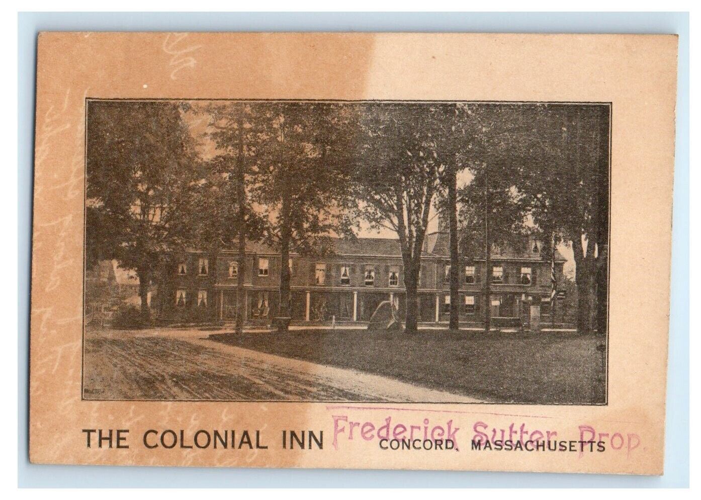 c1920\'s Colonial Inn Concord Massachusetts MA Frederick Sutter Advertising Card
