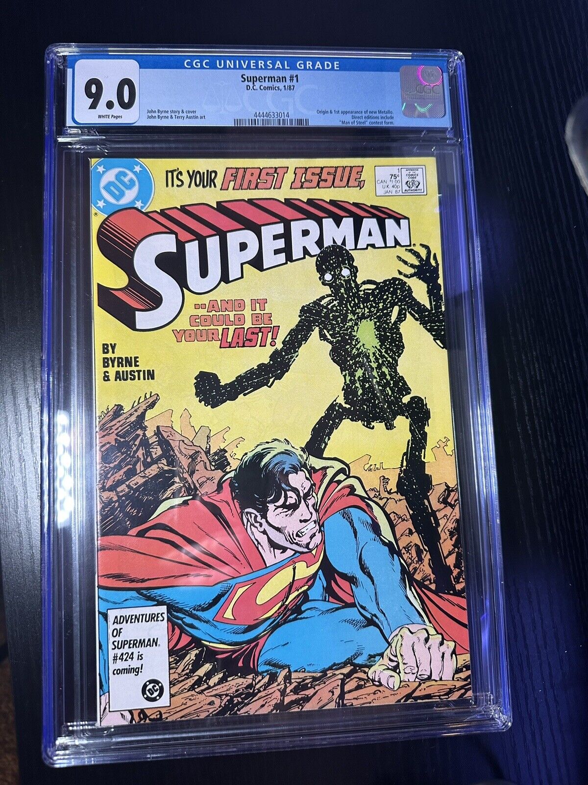 SUPERMAN #1  1987 DC CGC 9.0- Origin and 1st Appearance New Metallo - Key Issue