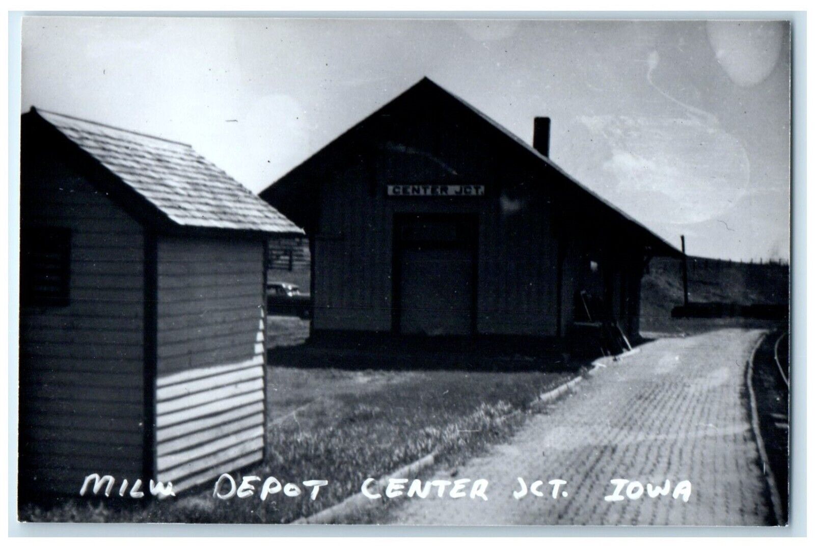 c1960's MILW Center JCT Iowa IA Vintage Train Depot Station RPPC Photo Postcard