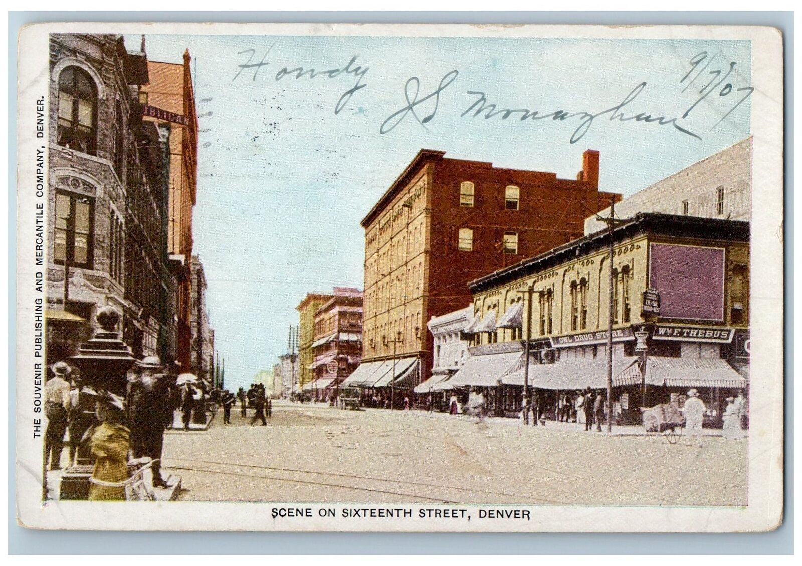 Denver Colorado CO Postcard Scene On Sixteenth Street View 1907 Business Section