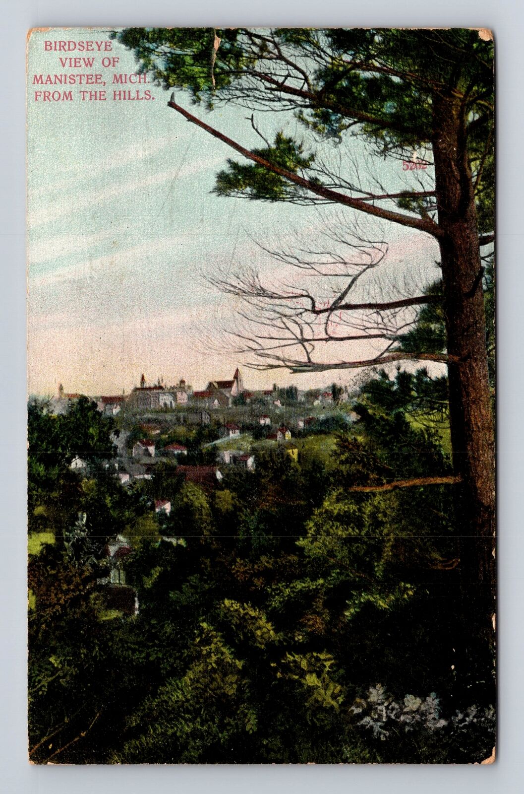 Manistee MI-Michigan, Birds Eye View Manistee, Vintage c1911 Souvenir Postcard