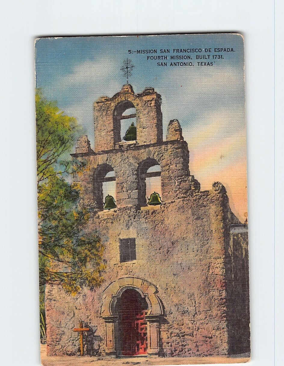 Postcard Mission San Francisco De Espada Fourth Mission San Antonio Texas USA